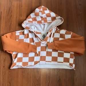 Cropped checkered hoodie